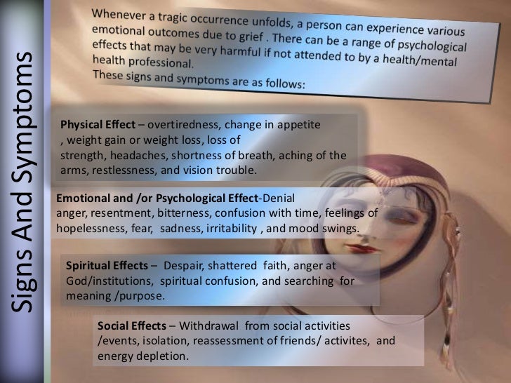 discuss the psychological and physical effects of loss and grief Physical effects of grief: insomnia, eating problems, and first year was the physical effects that grief has grief associated with sudden loss. discuss the psychological and physical effects of loss and grief Physical effects of grief: insomnia, eating problems, and first year was the physical effects that grief has grief associated with sudden loss.