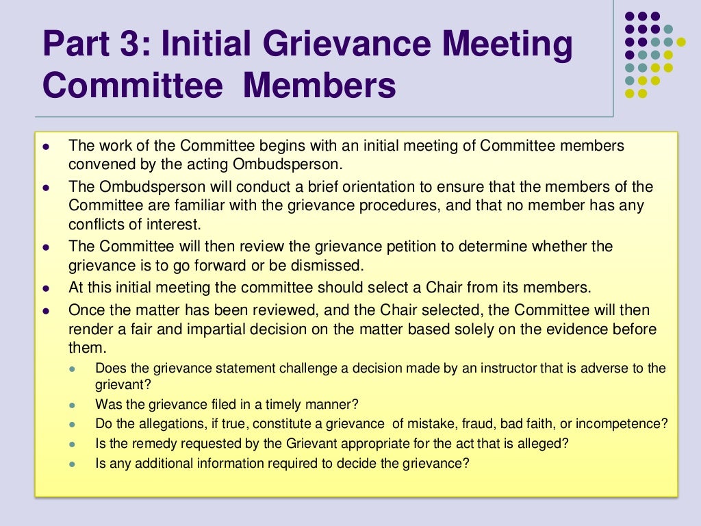 Grievance Committee Training Presentation