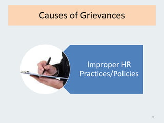 Causes of Grievances
Improper HR
Practices/Policies
27
 