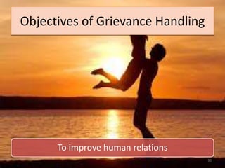 To improve human relations
Objectives of Grievance Handling
30
 