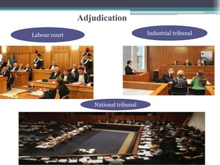 Adjudication 
Labour court Industrial tribunal 
National tribunal 
 