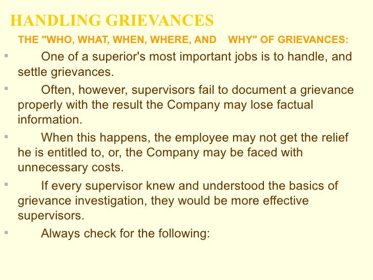 explain the grievance handling procedure