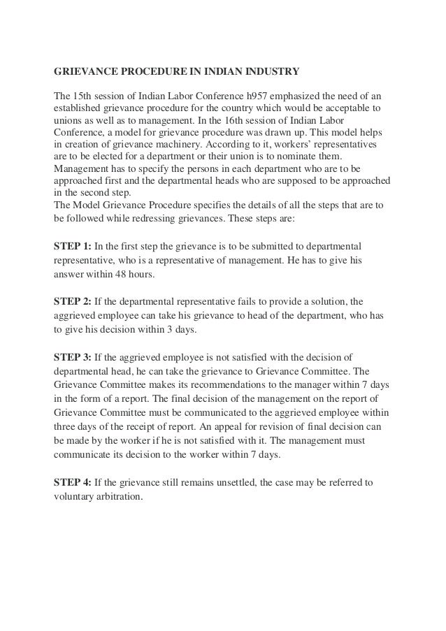 Grievance report