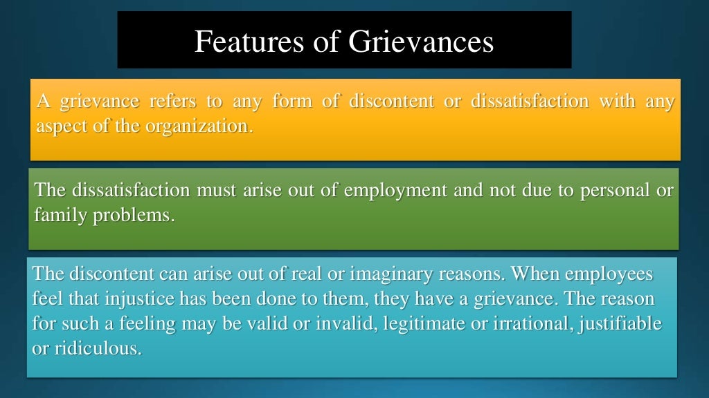 Features and Forms of Grievances