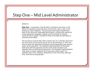 Step One – Mid Level Administrator 
 