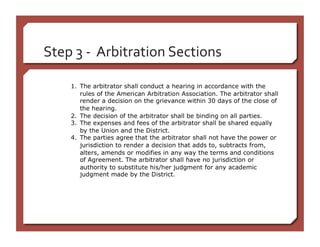 Step 3 ‐  Arbitration Sections 
 