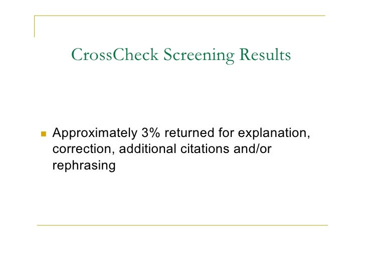 CrossCheck in Use at the JBJS