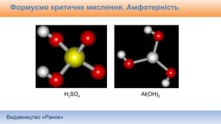 Видавництво «Ранок»
Формуємо критичне мислення. Амфотерність
H2SO4 Al(OH)3
 