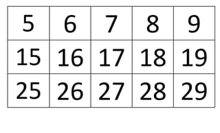 5 6 7 8 9
15 16 17 18 19
25 26 27 28 29
 