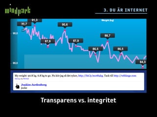3. DU ÄR IN TE RN E T




Transparens vs. integritet
 