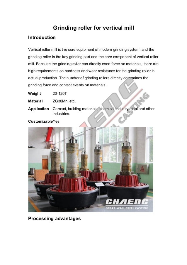 Grinding roller for vertical mill