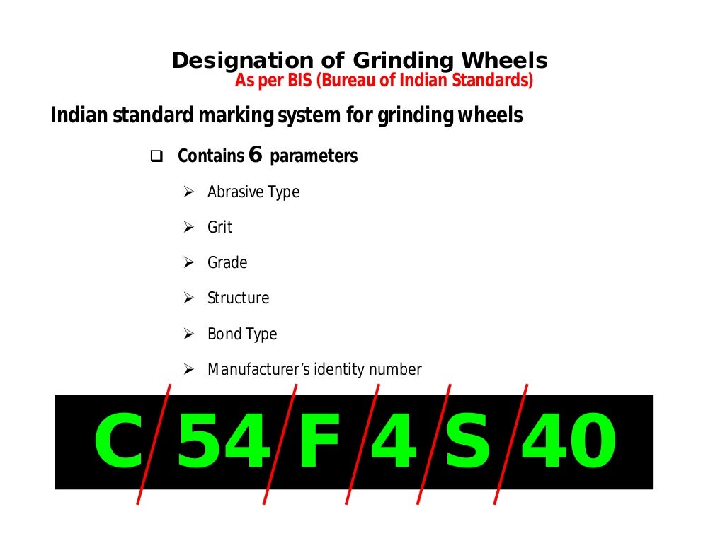 Grinding wheel designation and selection