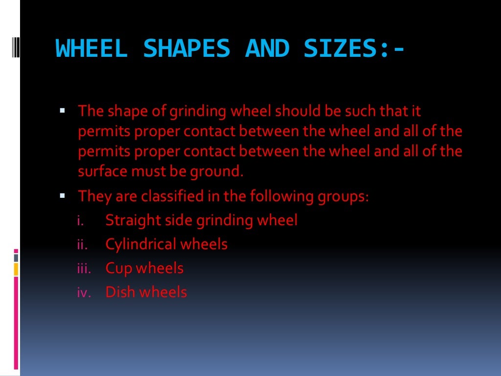 GRINDING WHEEL SPECIFICATIONS