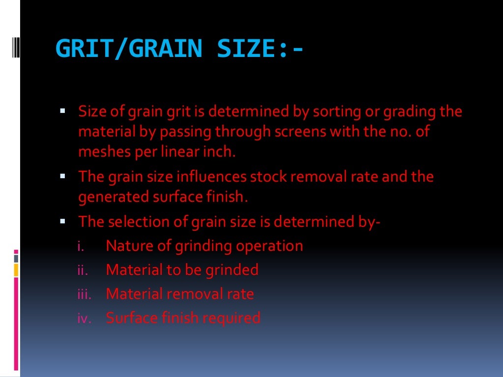 GRINDING WHEEL SPECIFICATIONS