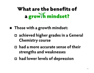 Research on Success: Grit, growth mindset, and the marshmallow test Slide 10