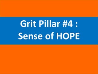 Grit Pillar #4 :
Sense of HOPE
 