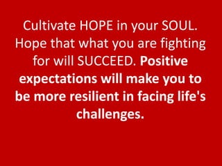 Method of
Cultivating
Positive
Hope……
 