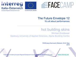The Future Envelope 12
It’s all about performances
hot building skins
Michael Grobbauer
Salzburg University of Applied Sci...
