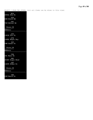 Page 49 of 88
SELECT * FROM TMJ_STORE; (not all items can be shown in this view)
 