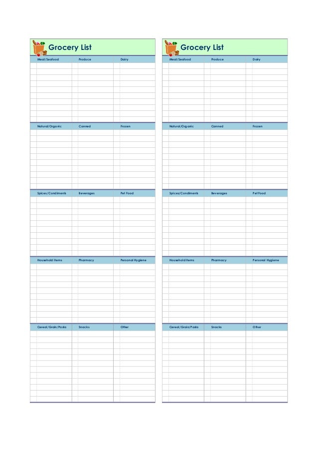 grocery list excel template excel grocery