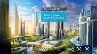 08:00
Wake-up protocol
60 minuten vertraagd.
Eloïse # 08.00 AM
 