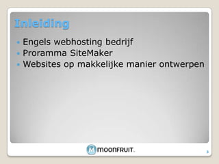 InleidingEngels webhosting bedrijfProrammaSiteMakerWebsites op makkelijke manier ontwerpen3