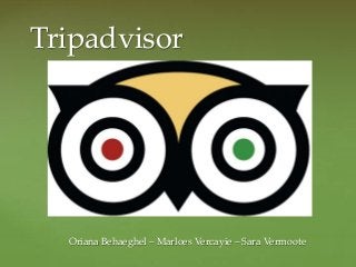 {
Tripadvisor
Oriana Behaeghel – Marloes Vercayie – Sara Vermoote
 