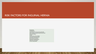 RISK FACTORS FOR INGUINAL HERNIA
 