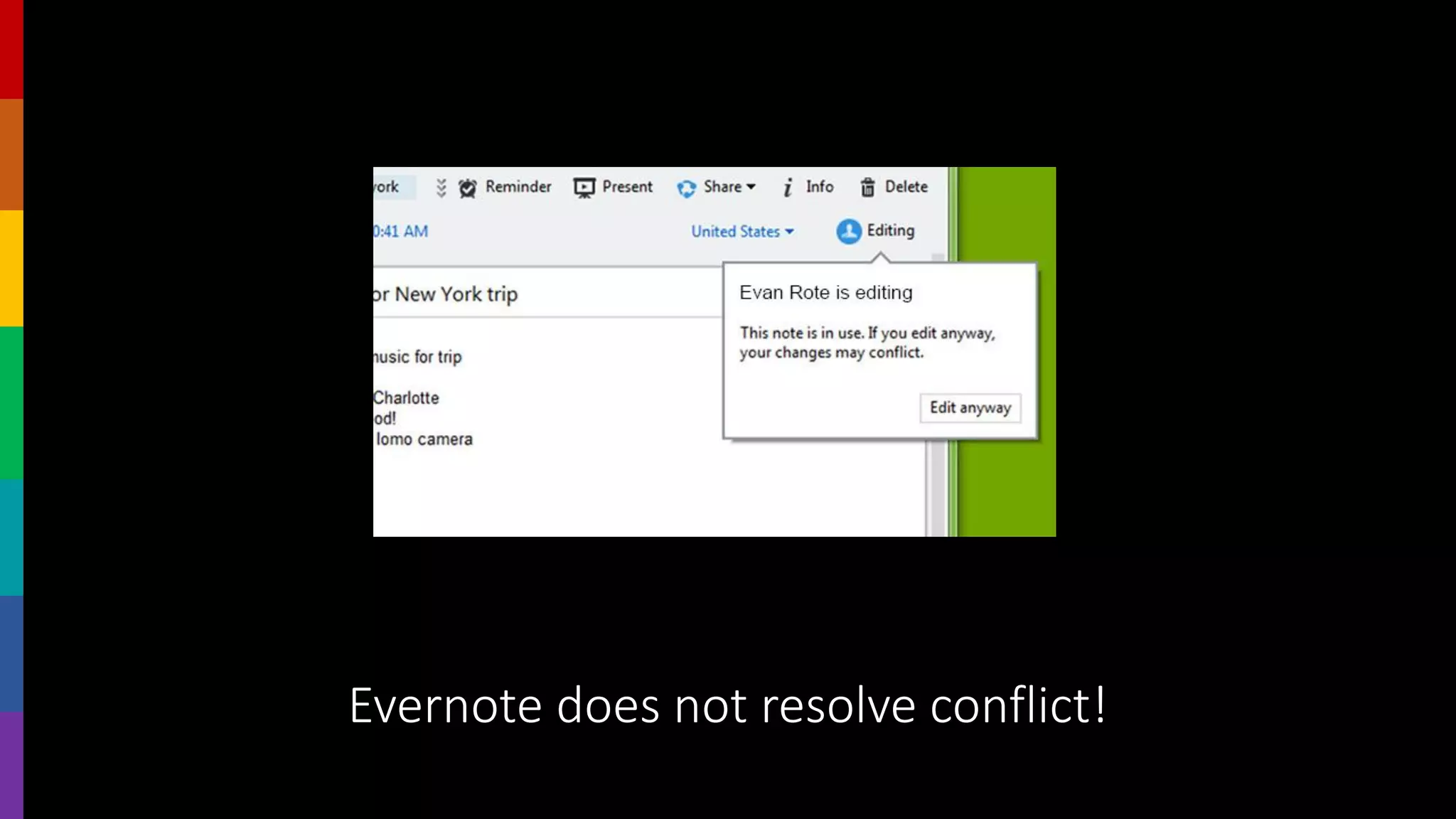 Evernote does not resolve conflict!
 