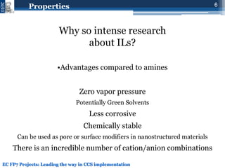 Novel IOnic LIquid and supported ionic liquid solvents for reversible ...
