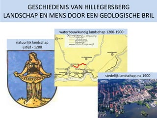 GESCHIEDENIS VAN HILLEGERSBERG
LANDSCHAP EN MENS DOOR EEN GEOLOGISCHE BRIL
waterbouwkundig landschap 1200-1900
natuurlijk landschap
ijstijd - 1200
stedelijk landschap, na 1900
1
 