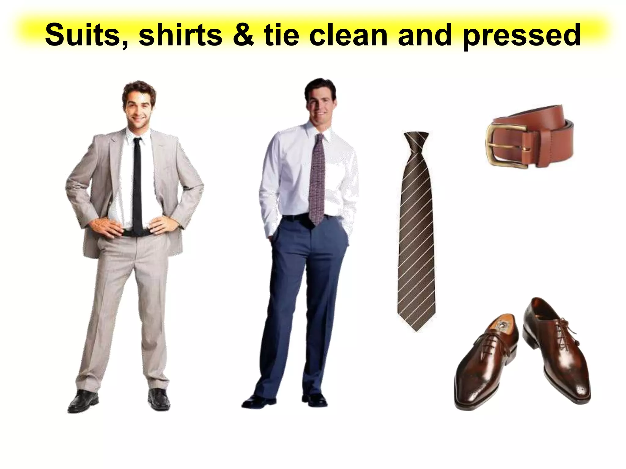 Suits, shirts & tie clean and pressed