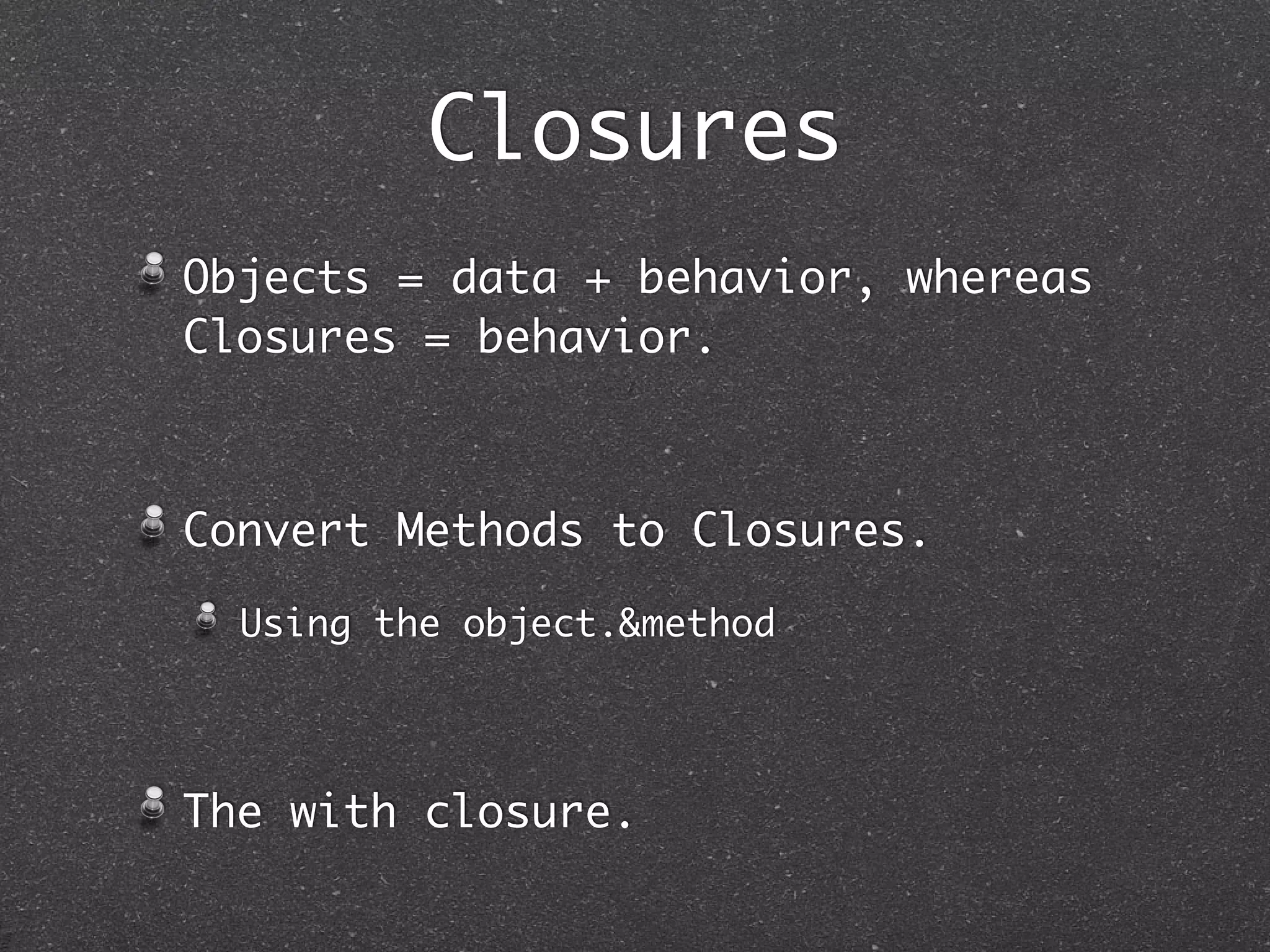 Compose behaviours,
Don’t inherit
@Delegate
@Mixin (< 2.3)
Traits (>= 2.3, @Mixin deprecated)
trait -> Language keyword, not an AST
transformation
 
