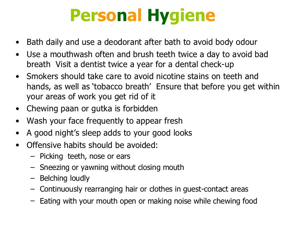 Grooming & personal hygiene