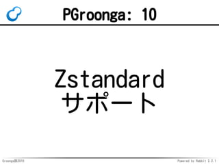 Groonga族2016 Powered by Rabbit 2.2.1
PGroonga: 8
ヒット件数の
見積サポート
 