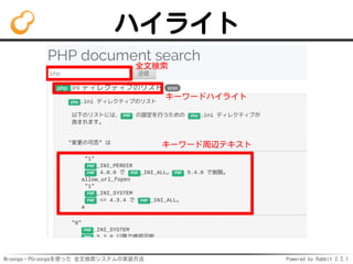Mroonga・PGroongaを使った 全文検索システムの実装方法 Powered by Rabbit 2.2.1
ハイライト
 