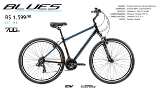 QUADRO
SUSPENSÃO
PEDIVELA
CÂMBIO TRASEIRO
CÂMBIO DIANTEIRO
FREIOS
Groove Alumínio, Garantia Vitalícia
Groove 80mm Crown Alumínio
Shimano FC-301 42/34/24T
Shimano Tourney TX55 7v
Shimano FD-TZ30 3v
Groove V-brake
[ 17 - 19 ]
R$ 1.599,90
 