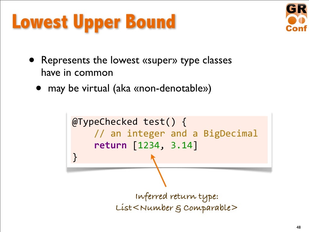 Lowest upper bound represents