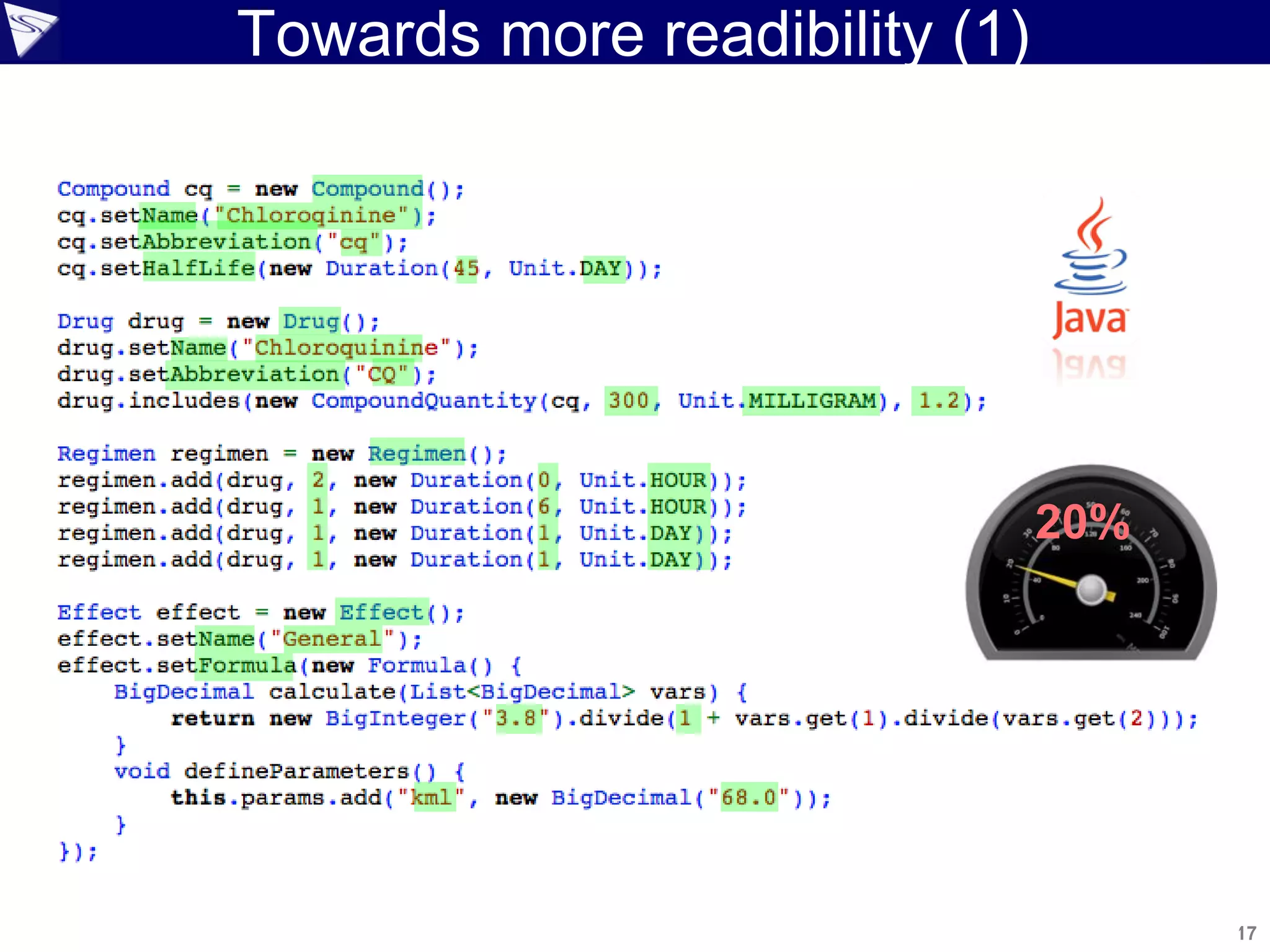17
Copyright 2010 SpringSource. Copying, publishing or distributing without express written permission is prohibited.
Towards more readibility (1)
20%
17
 