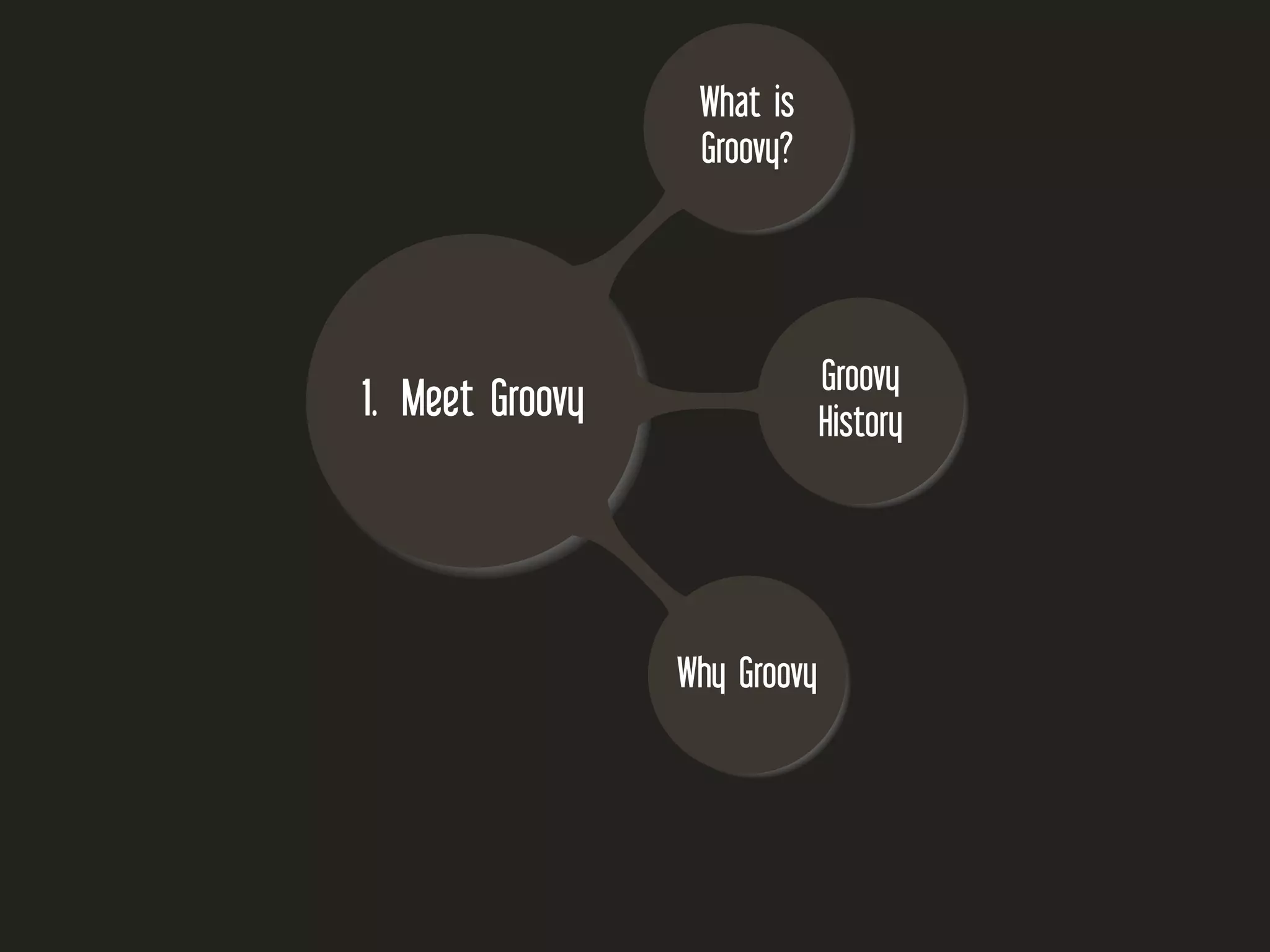 1. Meet Groovy What is Groovy? Groovy History Why Groovy 