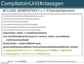 CompilatoinUnit#classgen
      CLASS_GENERATIONフェイズのphaseOperation
   new OptimizerVisitor(this).visitClass(classNode, sou...