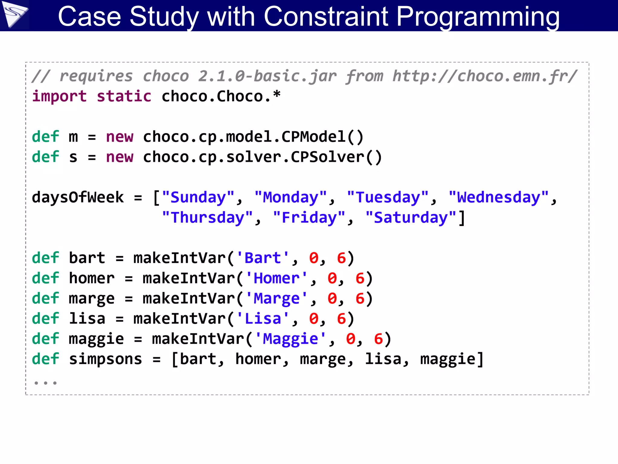 Case Study with Constraint Programming
 