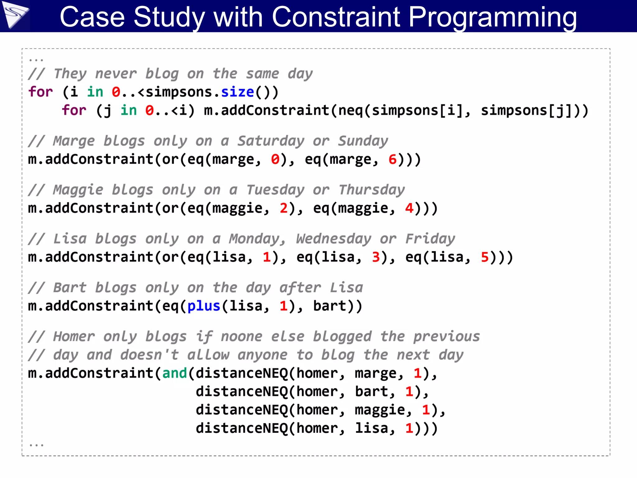 Case Study with Constraint Programming
 