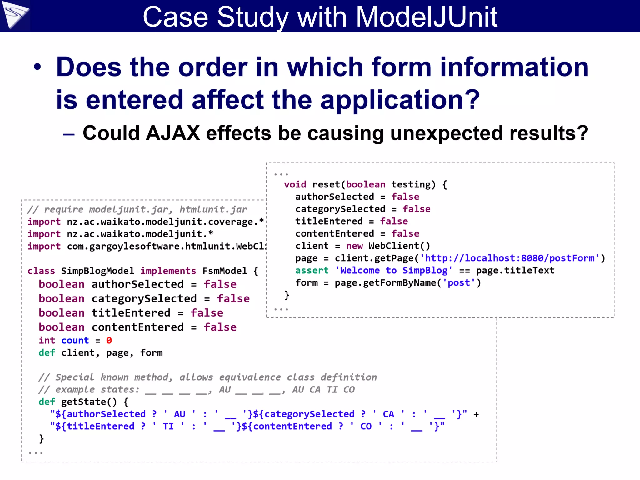Case Study with ModelJUnit
 