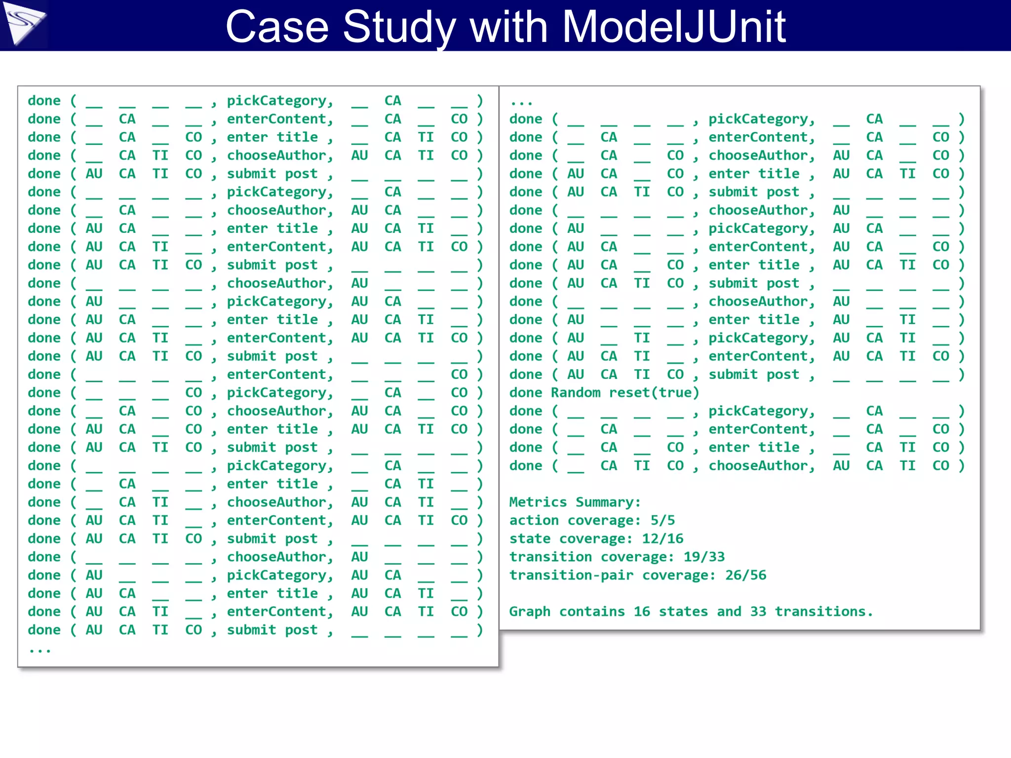 Case Study with ModelJUnit
 