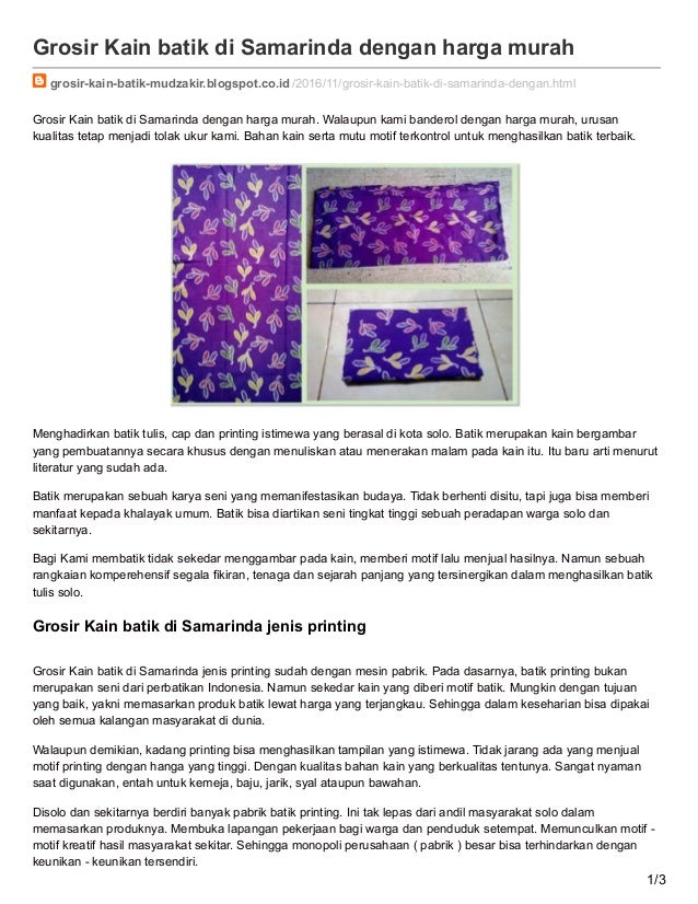 Grosir Kain Batik Di Samarinda Dengan Harga Murah