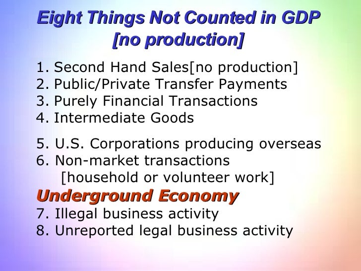 gross domestic product what is not counted in gdp