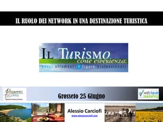 IL RUOLO DEI NETWORK IN UNA DESTINAZIONE TURISTICA   Grosseto 25 Giugno  Alessio Carciofi www.alessiocarciofi.com 