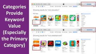 Categories
Provide
Keyword
Value
(Especially
the Primary
Category)
 