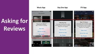 Asking for
Reviews
Music App Day One App iTV App
 